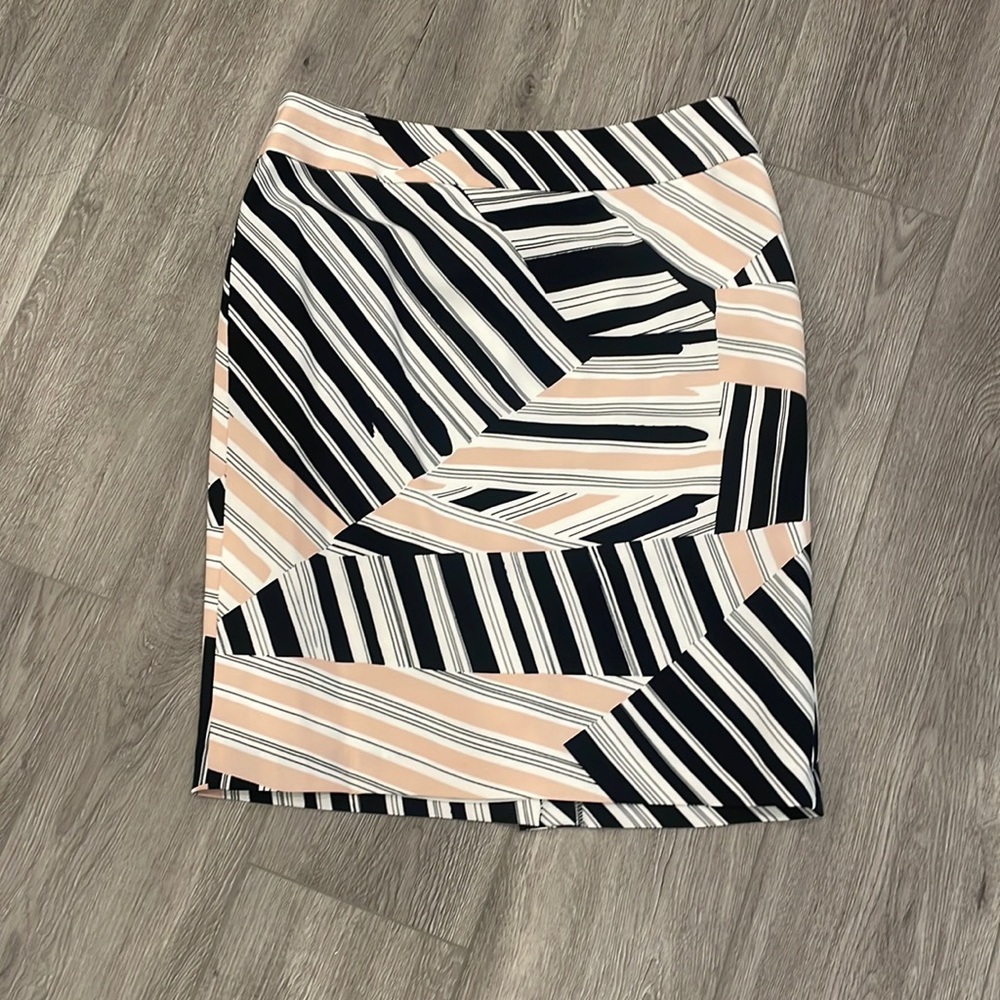 Striped Pink (Tannish) and Black Pencil Skirt